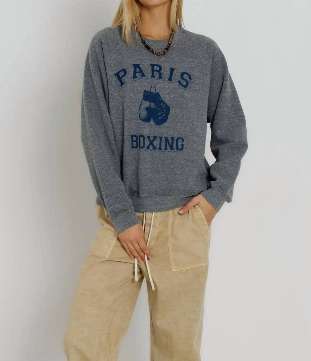 NEW SUNNY SOMEWHERE paris boxing raglan crew sweatshirt in grey